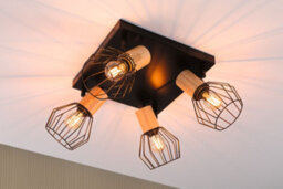 Paulmann 66769 Spotlight Lanke 4-Lamp Max. 4X20W Ceiling Luminaire Black/wood Spot Metal E14 - thumbnail 5
