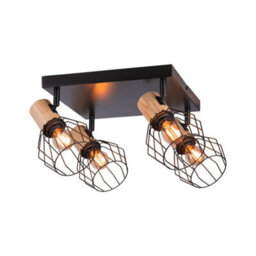 Paulmann 66769 Spotlight Lanke 4-Lamp Max. 4X20W Ceiling Luminaire Black/wood Spot Metal E14 - thumbnail 3