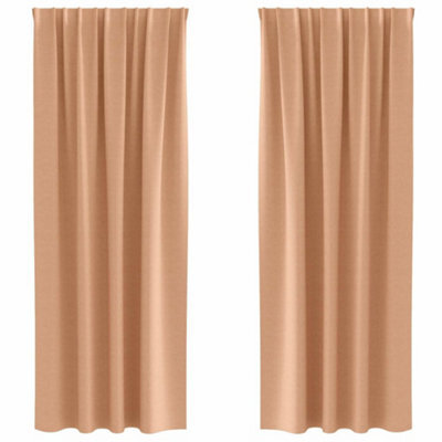 Berkfield Modern Curtains With Curtains 2 Pcs Light Brown 245 X 140 Cm Polyester - image 1