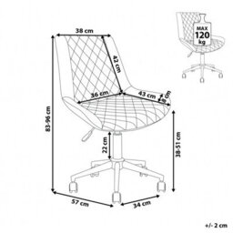 Beliani Desk Chair Maribel Faux Leather Light Grey - thumbnail 3