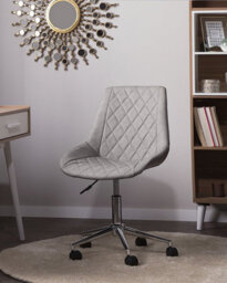Beliani Desk Chair Maribel Faux Leather Light Grey - thumbnail 2