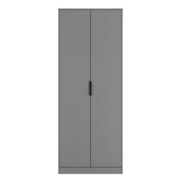 Ancona Ready Assembled Modern Matt Dusk Grey Tall Double Wardrobe (H)1956mm (W)766mm (D)530mm - thumbnail 2