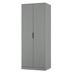 Ancona Ready Assembled Modern Matt Dusk Grey Tall Double Wardrobe (H)1956mm (W)766mm (D)530mm - thumbnail 3