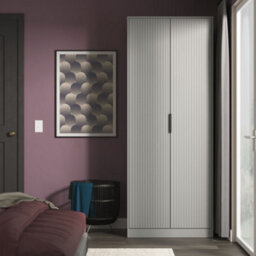 Ancona Ready Assembled Modern Matt Dusk Grey Tall Double Wardrobe (H)1956mm (W)766mm (D)530mm - thumbnail 1
