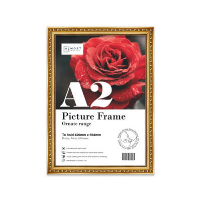 A2 Gold Ornate Picture Frame (59.4 X 42Cm) Poster, Photo, Artwork, Gallery Wall Or Print - image 1