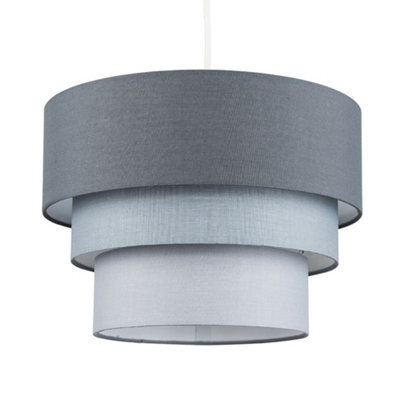Valuelights Aztec 3 Tier Grey Fabric Ceiling Light Shade (D)30Cm - image 1