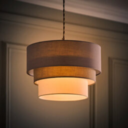 Valuelights Aztec 3 Tier Grey Fabric Ceiling Light Shade (D)30Cm - thumbnail 2