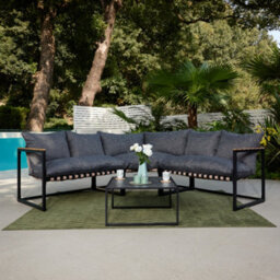 Home Detail Marbella Black Garden Corner Set With Grey Cushions - thumbnail 2