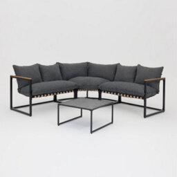Home Detail Marbella Black Garden Corner Set With Grey Cushions - thumbnail 5