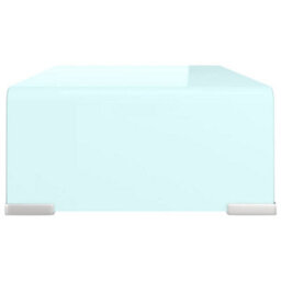 Berkfield Modern Tv Stand/monitor Riser Glass White 40X25X11 Cm - thumbnail 4
