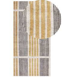 Wyld And Coco Cotton Jacquard Area Rug 80 X 150 Cm Yellow And Black Striped - Flat-Weave Boho Accent Rug - thumbnail 3