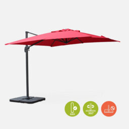 Sweeek. 3X3M Square Cantilever Parasol Falgos Red 298X298X260 Cm - thumbnail 3
