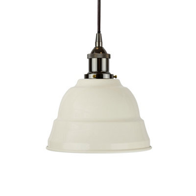 Clay White Lincoln Painted Dome Pendant Light With Black Nickel Lamp Holder And Black Round Cable - Se Home - image 1