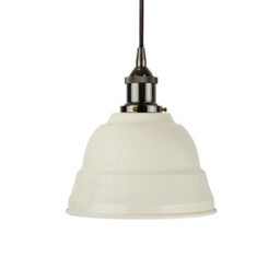 Clay White Lincoln Painted Dome Pendant Light With Black Nickel Lamp Holder And Black Round Cable - Se Home - thumbnail 1