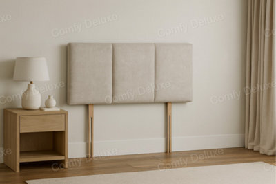 Comfy Deluxe Cream Coniston Velvet 3 Panel  3Ft Single  Headboard 26Inch