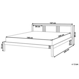 Beliani Light Pine Double Bed Frame 4Ft6 - Slatted Base, Modern Industrial Design - thumbnail 4