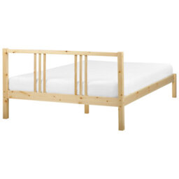 Beliani Light Pine Double Bed Frame 4Ft6 - Slatted Base, Modern Industrial Design - thumbnail 5