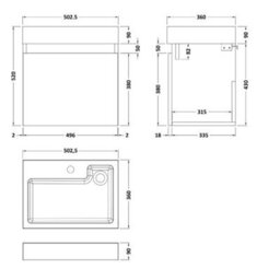 Dezine Severn 500mm Hacienda Black Wall Hung Vanity Unit - thumbnail 3