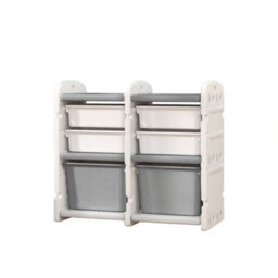 Darphe Grey Kids Toy Clothes Books Storage Cabinet 6 Compartments Plastic Organizer For Toddlers - thumbnail 4