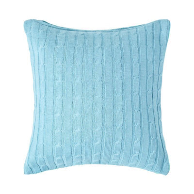 Homescapes Cotton Cable Knit Pastel Blue Cushion Cover, 45 X 45 Cm - image 1