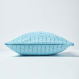 Homescapes Cotton Cable Knit Pastel Blue Cushion Cover, 45 X 45 Cm - thumbnail 2