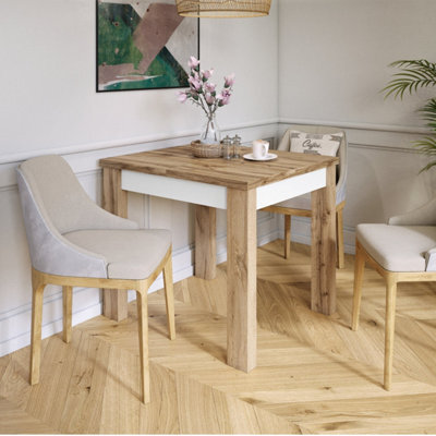 Heze Furniture Fonte 85 Modern Extending Dining Table - Wotan Oak & White Matt - image 1