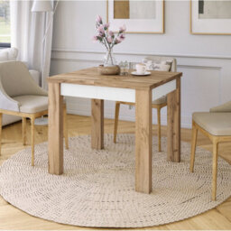 Heze Furniture Fonte 85 Modern Extending Dining Table - Wotan Oak & White Matt - thumbnail 4