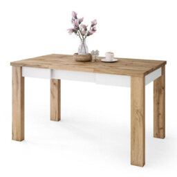 Heze Furniture Fonte 85 Modern Extending Dining Table - Wotan Oak & White Matt - thumbnail 5