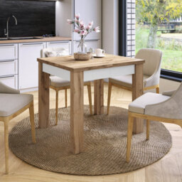 Heze Furniture Fonte 85 Modern Extending Dining Table - Wotan Oak & White Matt - thumbnail 2
