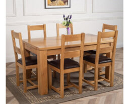 That's Furniture Dakota 152 X 87 Cm Chunky Medium Oak Dining Table And 6 Chairs Dining Set With Lincoln Chairs - thumbnail 3