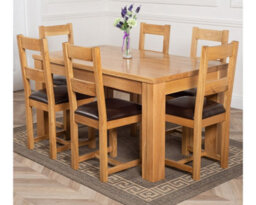 That's Furniture Dakota 152 X 87 Cm Chunky Medium Oak Dining Table And 6 Chairs Dining Set With Lincoln Chairs - thumbnail 1