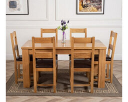 That's Furniture Dakota 152 X 87 Cm Chunky Medium Oak Dining Table And 6 Chairs Dining Set With Lincoln Chairs - thumbnail 2