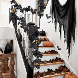 2 Pack Black 5.9Ft Artificial Rose Garland - Hanging Floral Vine With Autumn Leaves For Halloween Thanksgiving Mantle & Home Decor - thumbnail 5