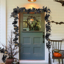 2 Pack Black 5.9Ft Artificial Rose Garland - Hanging Floral Vine With Autumn Leaves For Halloween Thanksgiving Mantle & Home Decor - thumbnail 8