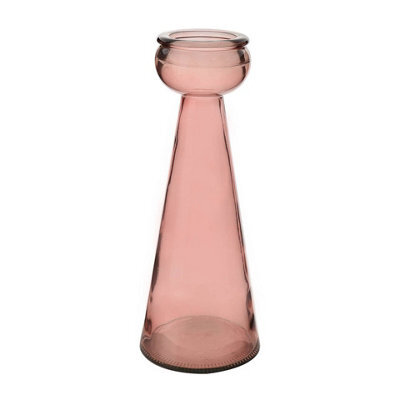 Widdop Gifts Recycled Glass Large Tapered Pink Vase - 40 X 15 X 15 Cm, Gloss Finish