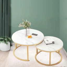 Set Of 2 Round Nesting Side Tables Living Room Coffee Nightstands - thumbnail 1