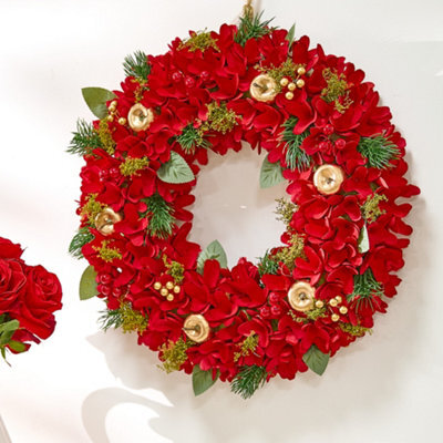 Dibor Traditional Red Festive Decor Autumn-Winter Front Door Wreath Christmas Wreath 38Cm - image 1
