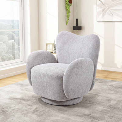 Living And Home Grey Chenille Upholstered Swivel Accent Sofa Chair Armchair - image 1