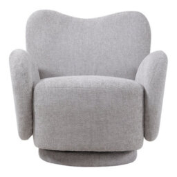 Living And Home Grey Chenille Upholstered Swivel Accent Sofa Chair Armchair - thumbnail 2
