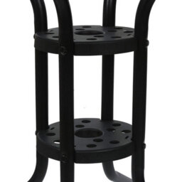 Urbn-Living Urbnliving 70Cm Height Round Black Metal & Decorative Glass Garden Patio Bistro Side Table Parasol Hole - thumbnail 3