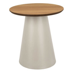 Wyld Haus Hamburg Oak Veneer Round Coffee Table With Grey Steel Pillar Base - thumbnail 4