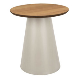 Wyld Haus Hamburg Oak Veneer Round Coffee Table With Grey Steel Pillar Base - thumbnail 3