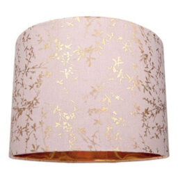 Happy Homewares Modern Soft Pink Cotton Fabric 10 Lamp Shade With Gold Foil Floral Decoration - thumbnail 6