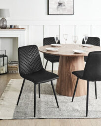 Beliani Set Of 4 Dining Chairs Havre Velvet Black - thumbnail 2