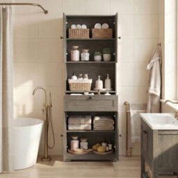 171.5 Cm Tall Bathroom Cabinet Freestanding Storage Cabinet - thumbnail 6