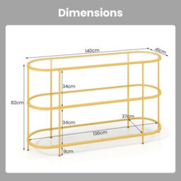 "Costway 3-Tier Tv Stand For Tvs Up To 65"" 140Cm Tv Console Table" - thumbnail 2