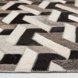 Homescapes Grey & Black Geometric Leather Rug, 90 X 150 Cm - thumbnail 4
