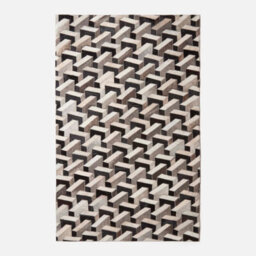 Homescapes Grey & Black Geometric Leather Rug, 90 X 150 Cm - thumbnail 2