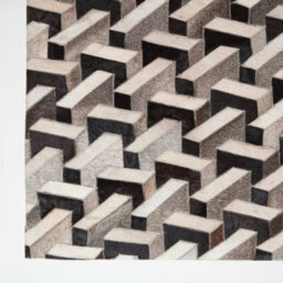 Homescapes Grey & Black Geometric Leather Rug, 90 X 150 Cm - thumbnail 3