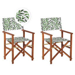Beliani Set Of 2 Garden Chairs Cine Acacia Wood Dark Brown - thumbnail 1